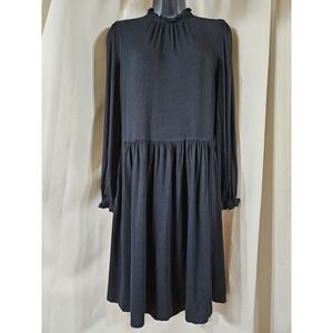 Boden Clara Jersey Shirt Dress Black size 8R Pockets Lightweight Viscose